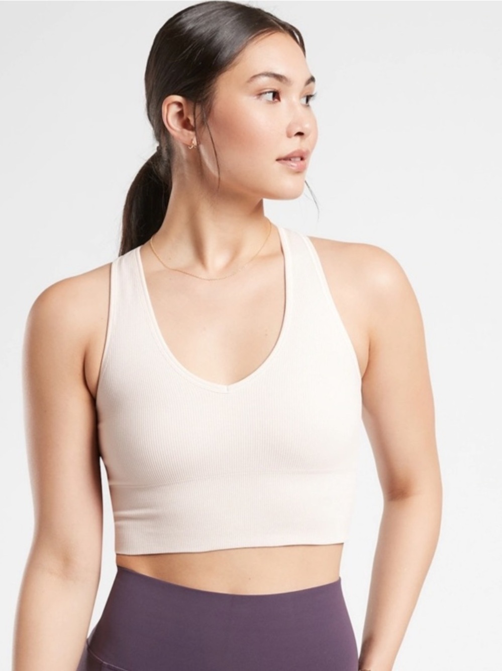 NWT Athleta Aurora Crop Rib Tank in Soft Light Pink Size XS